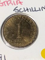 Obverse of 1991 Austria 1 schilling coin