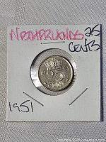Front of 1951 Netherlands 25 cent coin in 2x2 flip