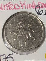Front of 10 pence coin showing crowned lion reverse