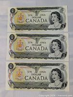 Front view of all three $1 banknotes