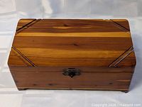 top view of cedar box showing grain and inlay design