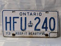 Front view of entire Ontario HFU 240 plate