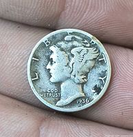 Obverse of 1936 Mercury dime