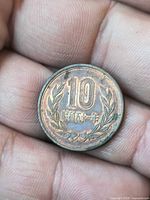 Obverse showing 10 denomination within wreath