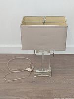 Full view of lamp with shade and cord