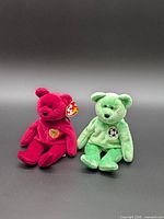 Both bears seated upright front view