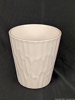 full view of white textured ceramic planter pot
