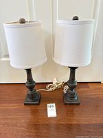 Both 20" metal table lamps side by side showing full view with shades and bases