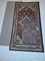 All three floor coverings stacked showing size and pattern