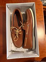 Top view of both shoes in box
