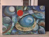 Front view of entire abstract acrylic painting on canvas