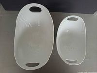 overhead view of both white porcelain handled bowls showing sizes