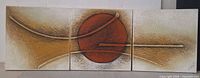 Full view of three-panel abstract painting