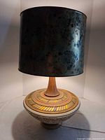 Full view of lamp with shade showing overall design and proportions