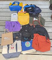 Group shot of all bags laid out on deck