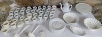 overview showing all white ironstone/porcelain pieces on table