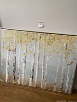 Front view of framed birch forest canvas