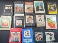 Overall view of all 14 8-track cartridges laid out