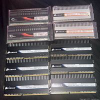 All 10 RAM modules grouped: 8 Corsair, 2 G.Skill