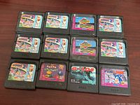 All 12 Sega Game Gear cartridges displayed front-label up