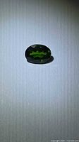 Front view of oval chrome diopside displaying deep green color and faceting