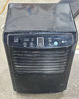 Front view of LG black dehumidifier