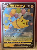 Front of Flying Pikachu V card showing artwork, stats and holo foil