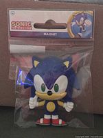 Front view of Sonic the Hedgehog magnet in sealed package