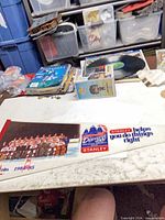 Full view of Washington Capitals paper pennant on table