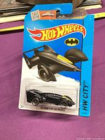 Front of sealed Hot Wheels Batman Live! Batmobile on HW City card