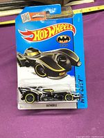 Front of sealed Hot Wheels Batmobile on card