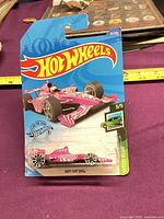 Front of sealed Hot Wheels Indy 500 Oval car on card showing graphics and Series 3/5