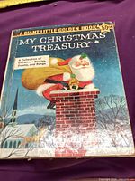 Front cover of My Christmas Treasury Giant Little Golden Book showing Santa on chimney