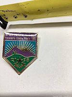 Front of Scouts Canada CJ 93 enamel pin showing design and colours