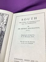 Title page of the book showing title, author Sir Ernest Shackleton, editor W. T. Henness, illustrator N. A. D. Wallis
