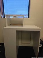 Front view of desk with hutch attached