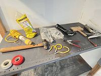 All items on metal shelf