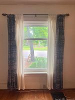 Curtain panels hung on rod in window