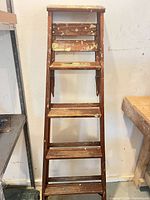 Full front view of ladder showing all five steps and overall condition