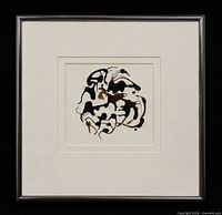 Front view of framed abstract artwork