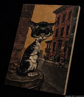 Front view of entire print showing kitten and urban backdrop