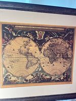 Full view of framed world map print