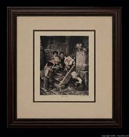 Front view of framed, matted religious print