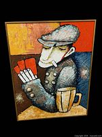 Front view of framed card player painting