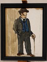 Front view of framed signed watercolour portrait