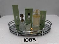Overall view of all items on mirrored tray