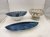 All three ceramic items side by side