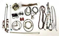 Full layout of all jewelry pieces on white background