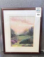 Full view of framed vineyard print