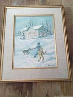 Framed winter scene print front view